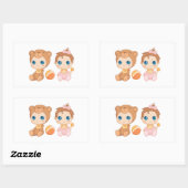 ベビーガールツインズベアージャンプスーツ 長方形シール (シート)