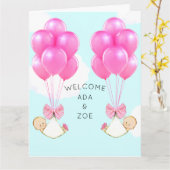 ベビーガールツイン カード (黄色い花)