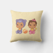 ベビーガールツツインズパープルベアージュンプスーツの黄色いThr クッション (裏面)