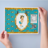 ベビーガールティール（緑がかった色）金ゴールドチップバッグラッパー チラシ (手)