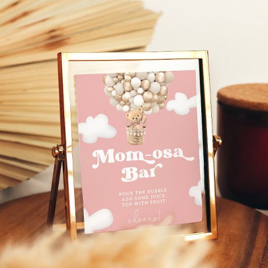 ベビーガールテディベアーバルーンシャワーママモーサバー ポスター