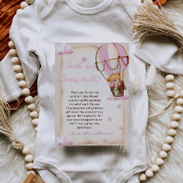 ベビーガールテディベアーピンク サンキューカード