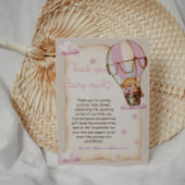 ベビーガールテディベアーピンク サンキューカード