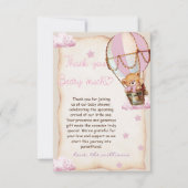 ベビーガールテディベアーピンク サンキューカード (正面)