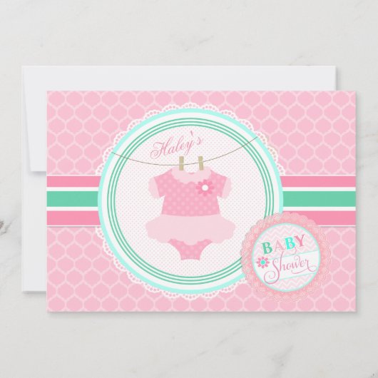 ベビーガールトゥトゥーシャワー招待状 招待状 (裏面)