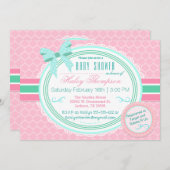 ベビーガールトゥトゥーシャワー招待状 招待状 (正面/裏面)