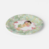 ベビーガールトロピカルハワイアンルアウ（ハワイ式宴会）ハイビスカス ペーパープレート (アングル)