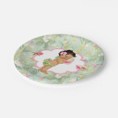 ベビーガールトロピカルハワイアンルアウ(ハワイ式宴会)ハイビスカス ペーパープレート (アングル)