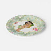 ベビーガールトロピカルハワイアンルアウ(ハワイ式宴会)ハイビスカス ペーパープレート (アングル)