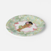 ベビーガールトロピカルハワイアンルアウ（ハワイ式宴会）ハイビスカス ペーパープレート (アングル)