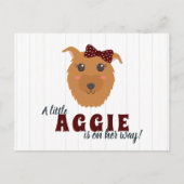 ベビーガールドッグマルーンベビーシャワー招待状 ポストカード (正面)