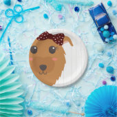 ベビーガールドッグマルーンベビーシャワー ペーパープレート (パーティー)