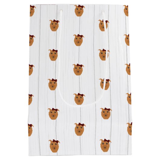 ベビーガールドッグマルーンベビーシャワー ミディアムペーパーバッグ (裏面)