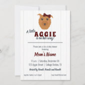 ベビーガールドッグマルーンベビーシャワー 招待状 (正面)