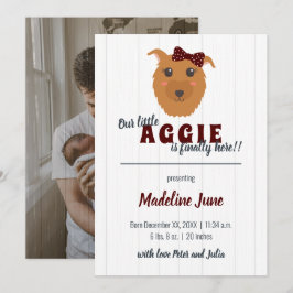 ベビーガールドッグマルーンベビー 案内状