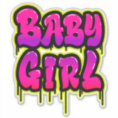 ベビーガールドリップワードアートスプレイ絵を描プピンクグリーン シール (正面)