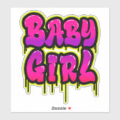 ベビーガールドリップワードアートスプレイ絵を描プピンクグリーン シール (シート)