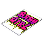 ベビーガールドリップワードアートスプレイ絵を描プピンクグリーン ノートブック (左側)