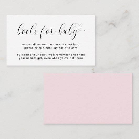 ベビーガールハートピンクシンプルのベビーシャワー用の本 エンクロージャーカード (正面/裏面)