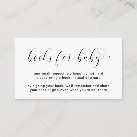 ベビーガールハートピンクシンプルのベビーシャワー用の本 エンクロージャーカード (正面)