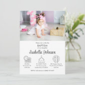 ベビーガールバウティゾインビタシオンキュートモダン洗礼 招待状 (スタンド正面)