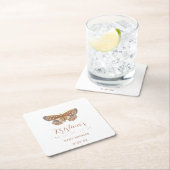 ベビーガールバタフライキスベビーシャワー スクエアペーパーコースター (インサイチュ)