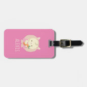 ベビーガールバニーウサギ&ニンジン子供の名前ピンク ラゲッジタグ (正面横)