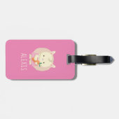 ベビーガールバニーウサギ&ニンジン子供の名前ピンク ラゲッジタグ (裏面横)