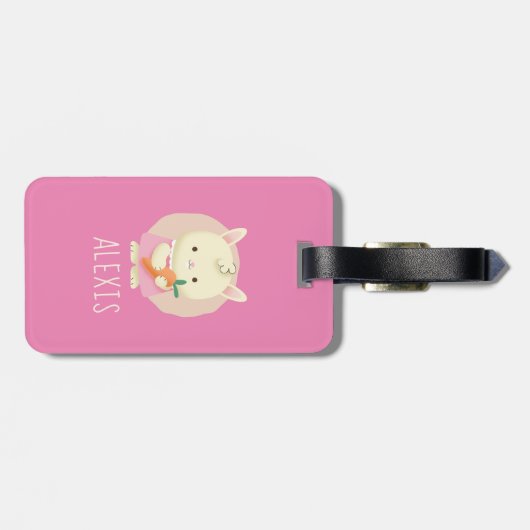 ベビーガールバニーウサギ&ニンジン子供の名前ピンク ラゲッジタグ (裏面横)