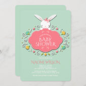 ベビーガールバニーシャワー招待状 招待状 (正面/裏面)