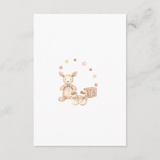 ベビーガールバニー赤ちゃんシャワーおむつラッフル エンクロージャーカード (裏面)