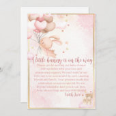 ベビーガールバニー赤ちゃんシャワー サンキューカード (正面/裏面)