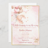 ベビーガールバニー赤ちゃんシャワー 招待状 (正面/裏面)