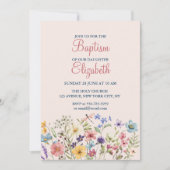 ベビーガールバプティスウォーターカラーフローラ招待状 招待状 (正面)