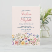 ベビーガールバプティスウォーターカラーフローラ招待状 招待状 (スタンド正面)