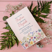 ベビーガールバプティスウォーターカラーフローラ招待状 招待状