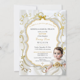 ベビーガールバプティスコミューニオン《キリスト教》洗礼式や命名式聖書 招待状