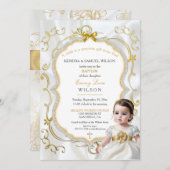 ベビーガールバプティスコミューニオン《キリスト教》洗礼式や命名式聖書 招待状 (正面/裏面)