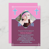 ベビーガールバプティスフォトフラット招待状 招待状 (正面/裏面)