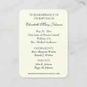 ベビーガールバプティスマル記念神聖カード プレイスカード (裏面)