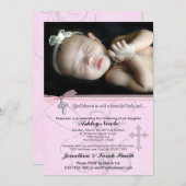 ベビーガールバプテスマまたは《キリスト教》洗礼式や命名式招待状 招待状 (正面/裏面)