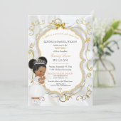 ベビーガールバプテスマ交通金ゴールド十字 招待状 (スタンド正面)