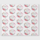 ベビーガールバプテスマ名デイトピンクフローラクロス鳩 ラッピングペーパー (フラット)