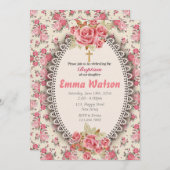 ベビーガールバプテスマ招待状 招待状 (正面/裏面)