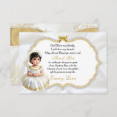 ベビーガールバプテスマ《キリスト教》洗礼式や命名式コミュニオンサンキュー サンキューカード (正面/裏面)