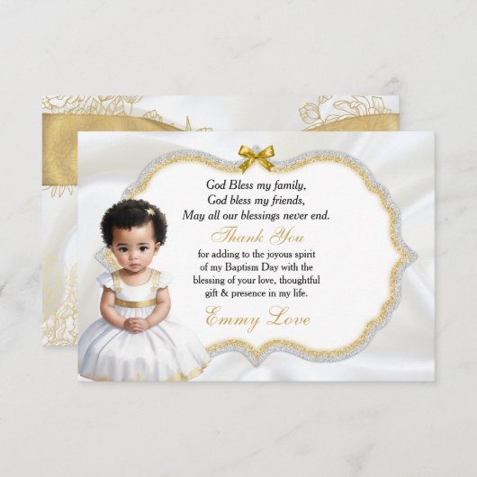ベビーガールバプテスマ《キリスト教》洗礼式や命名式コミュニオンサンキュー サンキューカード (正面/裏面)
