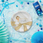 ベビーガールバプテスマ《キリスト教》洗礼式や命名式ドレスクロス ペーパープレート (パーティー)