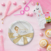 ベビーガールバプテスマ《キリスト教》洗礼式や命名式ドレスクロス ペーパープレート (パーティー)