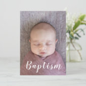 ベビーガールバプテスマ《キリスト教》洗礼式や命名式ネイビー赤面フローラ 招待状 (スタンド正面)