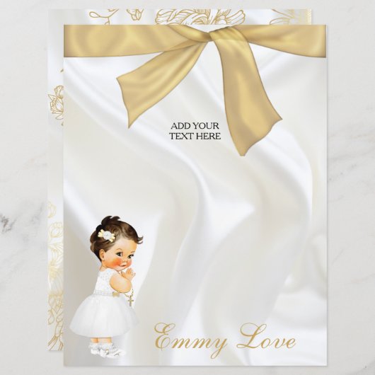 ベビーガールバプテスマ《キリスト教》洗礼式や命名式ホワイト金ゴールド (正面/裏面)